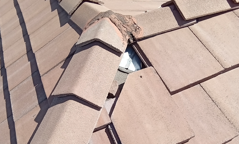 Roof damage on a home in Las Vegas - Call Cooper Roofing & Solar