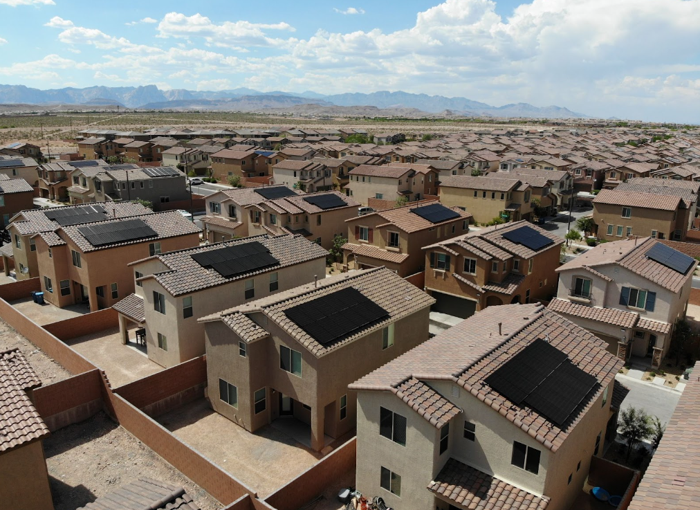 Cooper Roofing and Solar installing solar panels on a roof in Las Vegas, Nevada