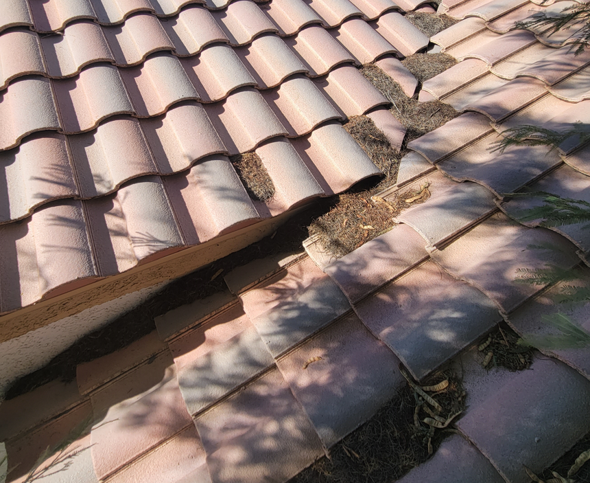 Roof damage on a home in Las Vegas, Nevada